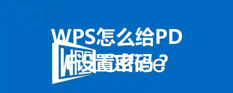 WPS怎么给PDF设置密码？ 三