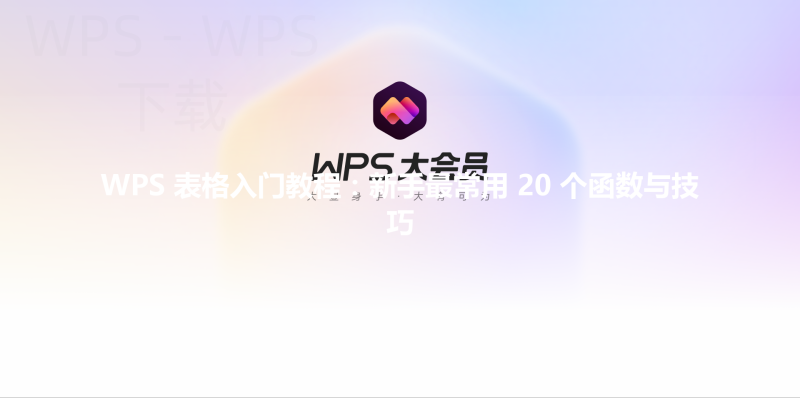 WPS 表格入门教程：新手最常用 20 个函数与技巧 三