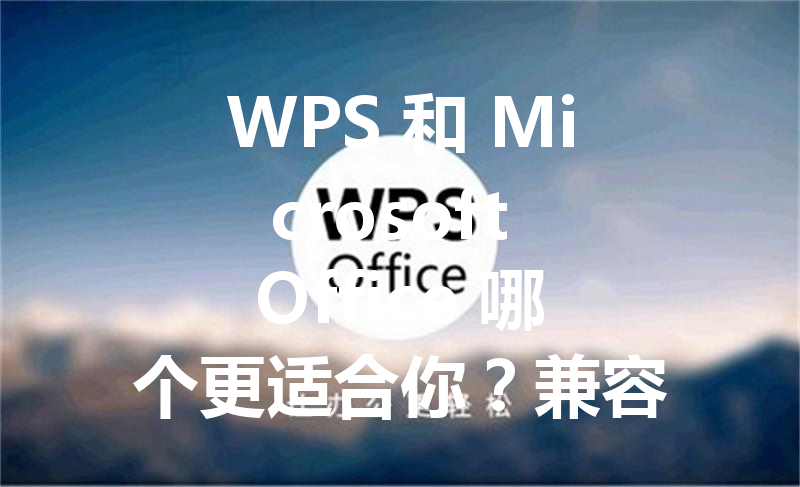 WPS 和 Microsoft Office 哪个更适合你？兼容性与成本对比 三