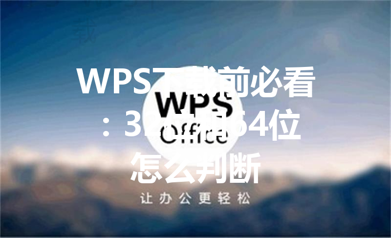 WPS下载前必看：32位和64位怎么判断 三