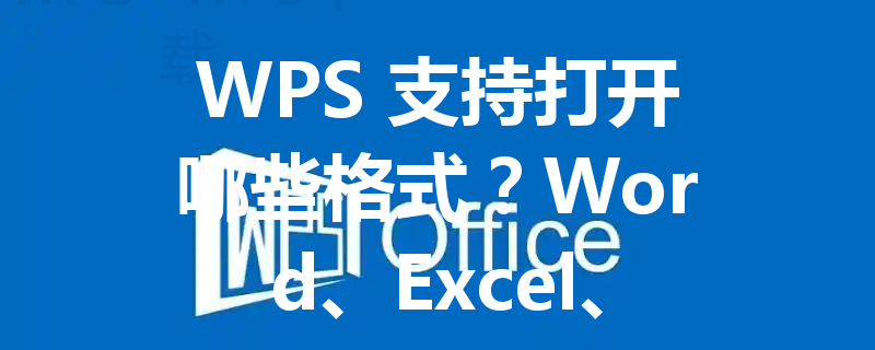 WPS 支持打开哪些格式？Word、Excel、PPT、PDF 兼容说明 三